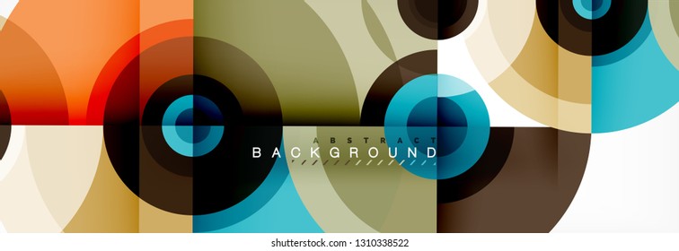 Minimal geometric circles and triangles abstract background, techno modern design, poster template, vector design