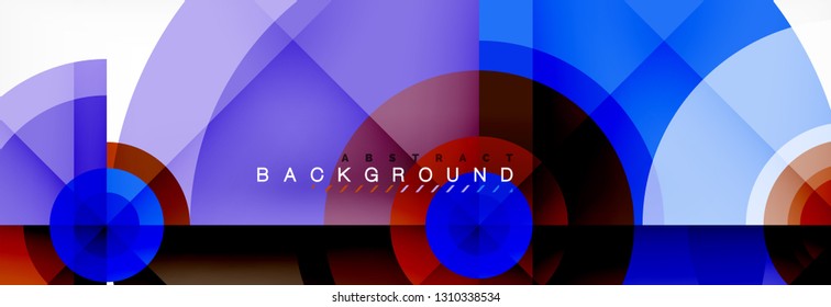 Mínimos círculos geométricos y triángulos de fondo abstracto, diseño tecno moderno, plantilla de afiche, diseño vectorial