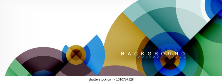 Minimal geometric circles and triangles abstract background, techno modern design, poster template, vector design
