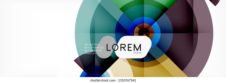 Minimal geometric circles and triangles abstract background, techno modern design, poster template, vector design