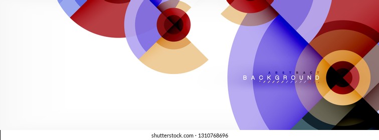 Mínimos círculos geométricos y triángulos de fondo abstracto, diseño tecno moderno, plantilla de afiche, diseño vectorial