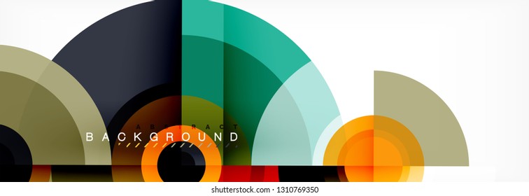 Minimal geometric circles and triangles abstract background, techno modern design, poster template, vector design