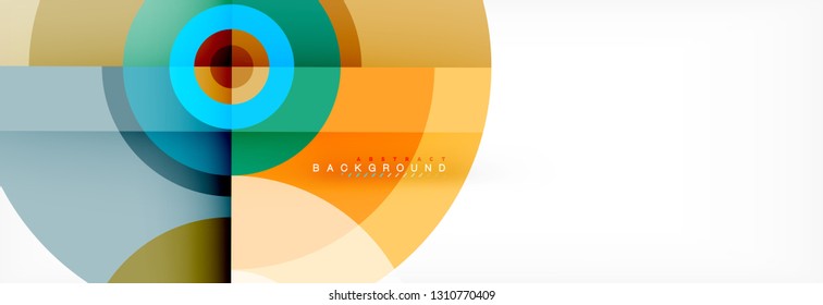 Minimal geometric circles and triangles abstract background, techno modern design, poster template, vector design
