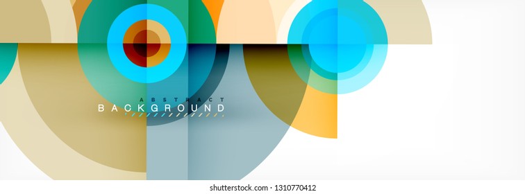 Mínimos círculos geométricos y triángulos de fondo abstracto, diseño tecno moderno, plantilla de afiche, diseño vectorial