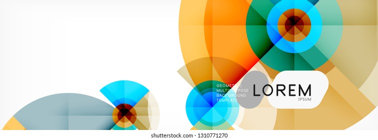 Minimal geometric circles and triangles abstract background, techno modern design, poster template, vector design
