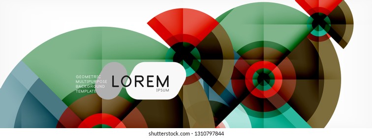 Minimal geometric circles and triangles abstract background, techno modern design, poster template, vector design
