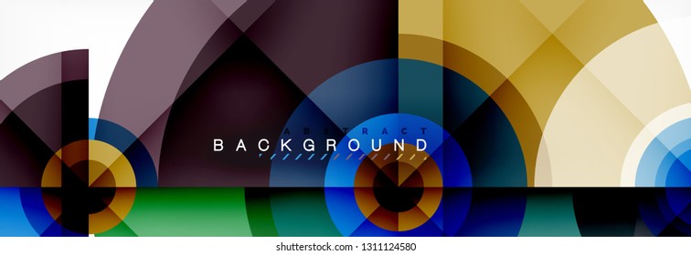 Minimal geometric circles and triangles abstract background, techno modern design, poster template, vector design