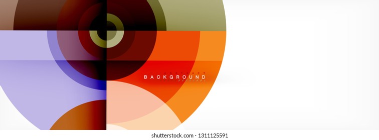 Minimal geometric circles and triangles abstract background, techno modern design, poster template, vector design