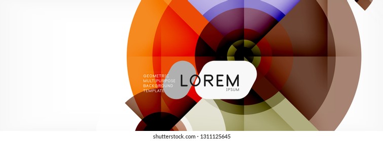 Minimal geometric circles and triangles abstract background, techno modern design, poster template, vector design