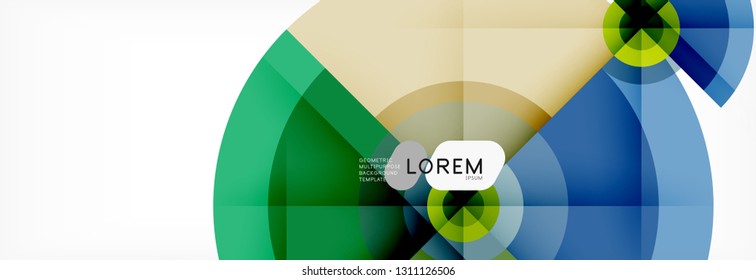 Minimal geometric circles and triangles abstract background, techno modern design, poster template, vector design