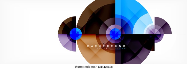 Minimal geometric circles and triangles abstract background, techno modern design, poster template, vector design