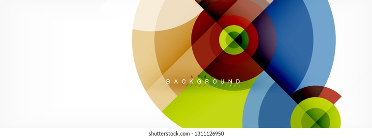 Minimal geometric circles and triangles abstract background, techno modern design, poster template, vector design