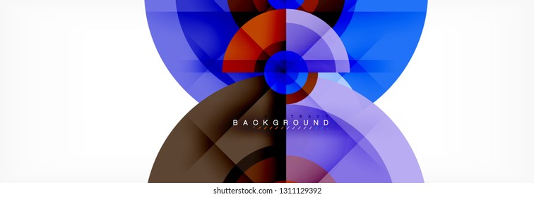 Minimal geometric circles and triangles abstract background, techno modern design, poster template, vector design