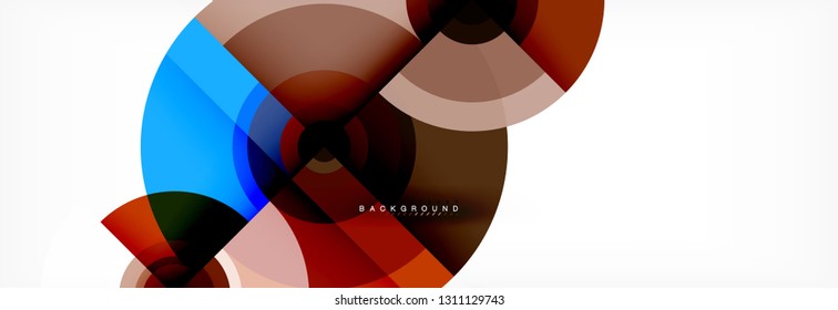 Minimal geometric circles and triangles abstract background, techno modern design, poster template, vector design