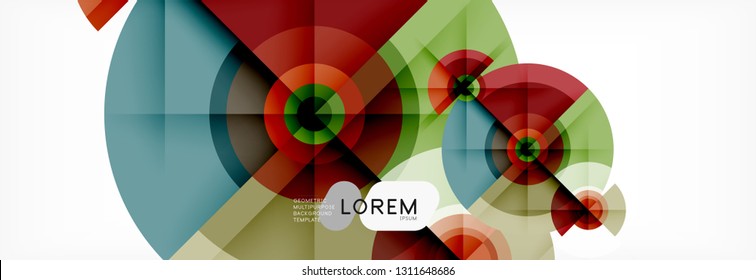 Minimal geometric circles and triangles abstract background, techno modern design, poster template, vector design