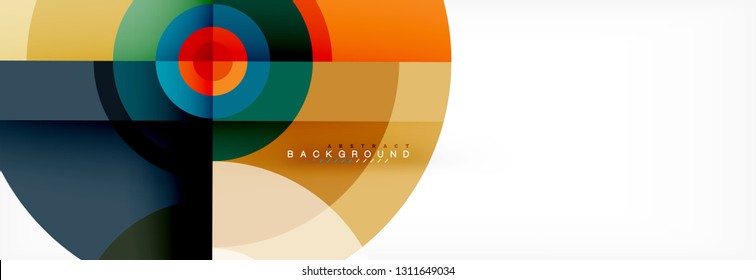 Minimal geometric circles and triangles abstract background, techno modern design, poster template, vector design