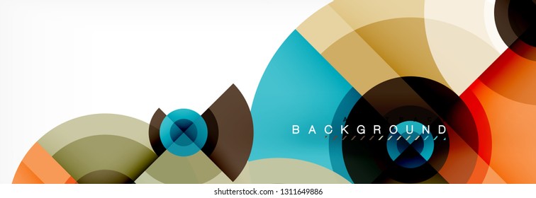 Minimal geometric circles and triangles abstract background, techno modern design, poster template, vector design