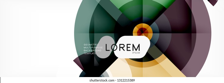 Minimal geometric circles and triangles abstract background, techno modern design, poster template, vector design