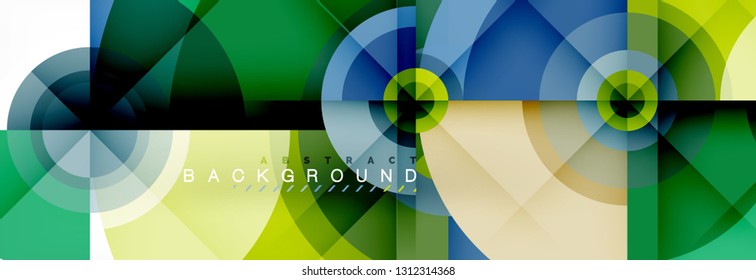 Minimal geometric circles and triangles abstract background, techno modern design, poster template, vector design