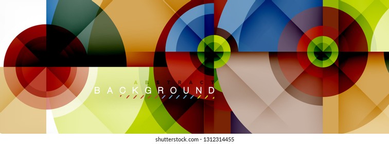 Minimal geometric circles and triangles abstract background, techno modern design, poster template, vector design
