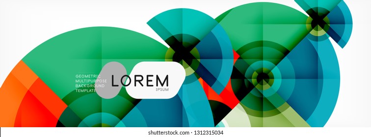 Minimal geometric circles and triangles abstract background, techno modern design, poster template, vector design