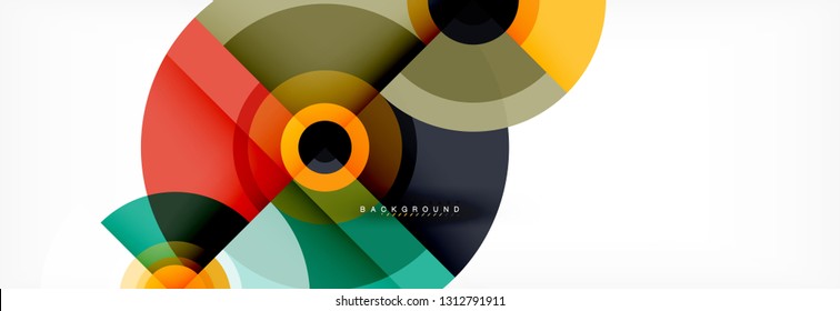 Minimal geometric circles and triangles abstract background, techno modern design, poster template, vector design