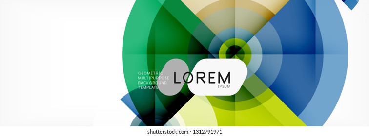 Minimal geometric circles and triangles abstract background, techno modern design, poster template, vector design