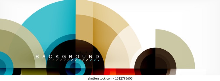 Minimal geometric circles and triangles abstract background, techno modern design, poster template, vector design
