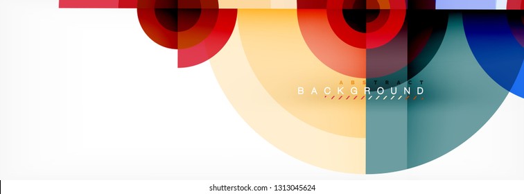 Minimal geometric circles and triangles abstract background, techno modern design, poster template, vector design