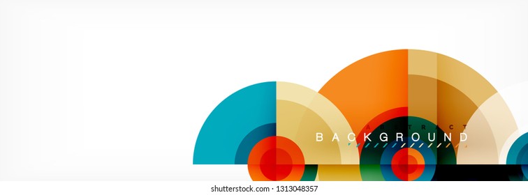 Minimal geometric circles and triangles abstract background, techno modern design, poster template, vector design