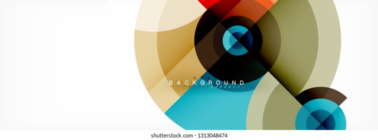 Minimal geometric circles and triangles abstract background, techno modern design, poster template, vector design