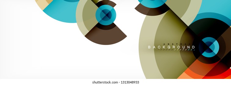 Minimal geometric circles and triangles abstract background, techno modern design, poster template, vector design