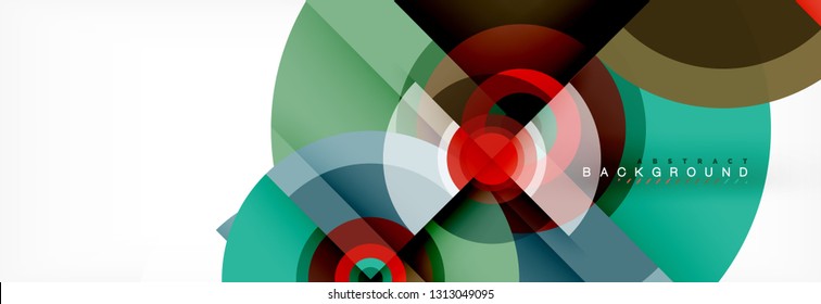 Minimal geometric circles and triangles abstract background, techno modern design, poster template, vector design