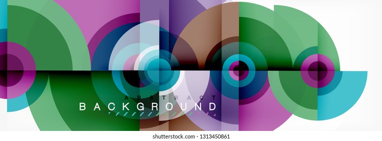 Minimal geometric circles and triangles abstract background, techno modern design, poster template, vector design
