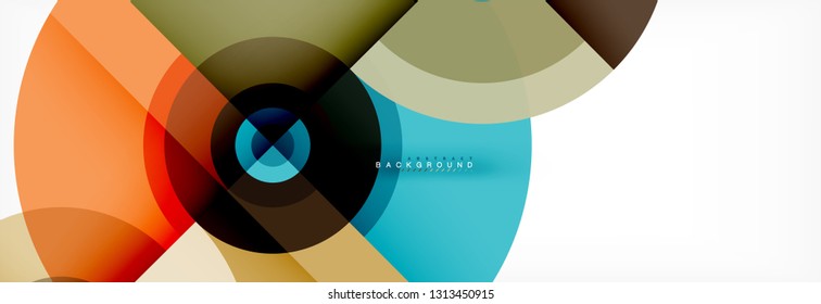 Minimal geometric circles and triangles abstract background, techno modern design, poster template, vector design