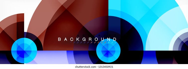 Minimal geometric circles and triangles abstract background, techno modern design, poster template, vector design