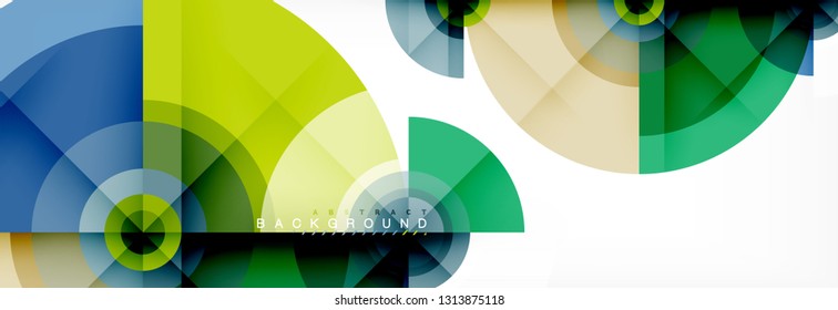 Minimal geometric circles and triangles abstract background, techno modern design, poster template, vector design