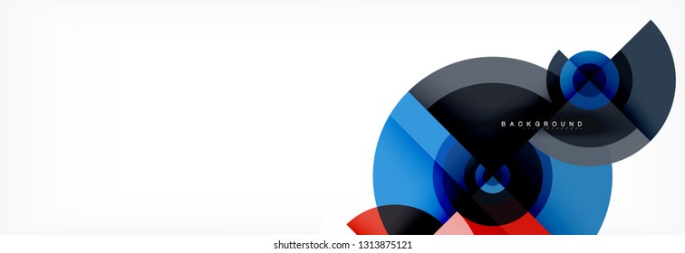 Minimal geometric circles and triangles abstract background, techno modern design, poster template, vector design