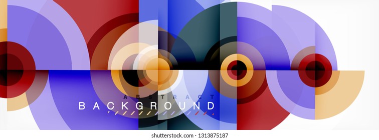 Minimal geometric circles and triangles abstract background, techno modern design, poster template, vector design
