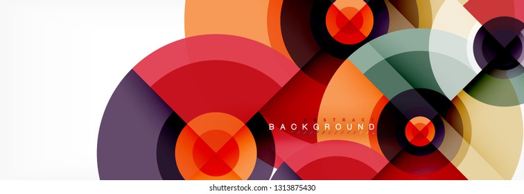 Minimal geometric circles and triangles abstract background, techno modern design, poster template, vector design