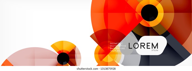 Minimal geometric circles and triangles abstract background, techno modern design, poster template, vector design