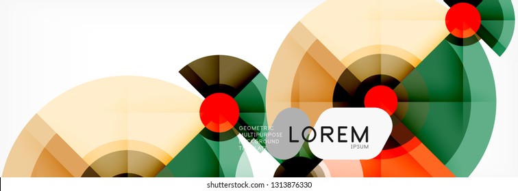 Mínimos círculos geométricos y triángulos de fondo abstracto, diseño tecno moderno, plantilla de afiche, diseño vectorial