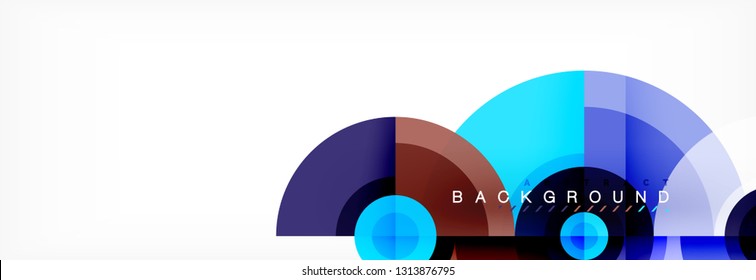 Minimal geometric circles and triangles abstract background, techno modern design, poster template, vector design
