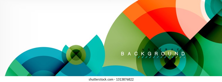 Minimal geometric circles and triangles abstract background, techno modern design, poster template, vector design