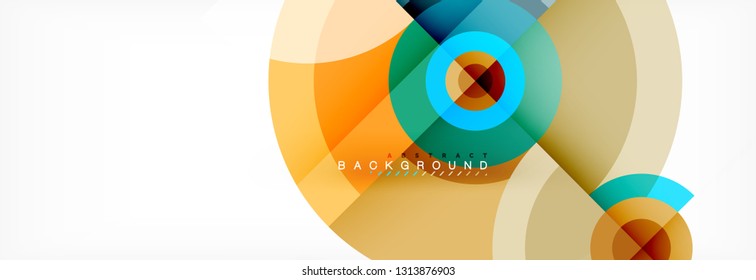 Minimal geometric circles and triangles abstract background, techno modern design, poster template, vector design