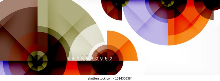 Minimal geometric circles and triangles abstract background, techno modern design, poster template, vector design