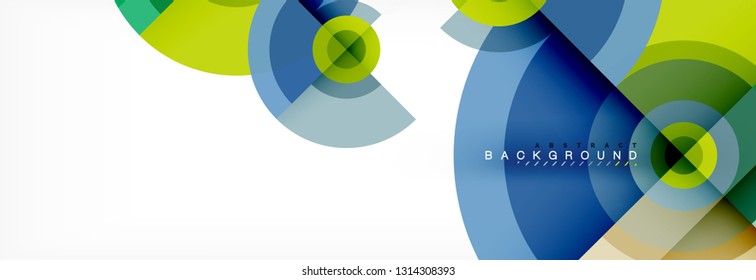 Minimal geometric circles and triangles abstract background, techno modern design, poster template, vector design