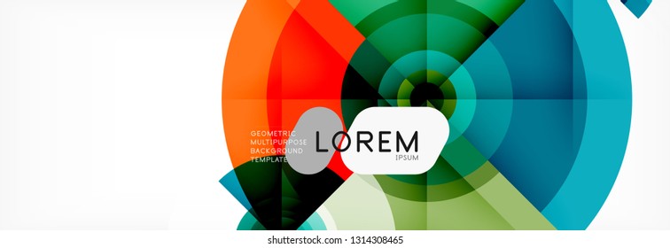 Minimal geometric circles and triangles abstract background, techno modern design, poster template, vector design