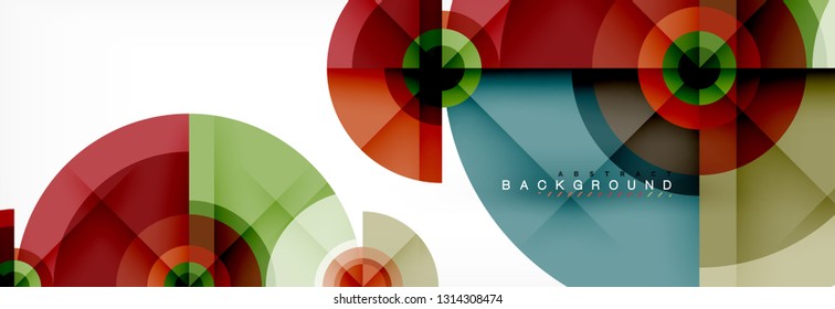 Minimal geometric circles and triangles abstract background, techno modern design, poster template, vector design