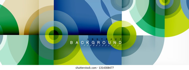 Minimal geometric circles and triangles abstract background, techno modern design, poster template, vector design